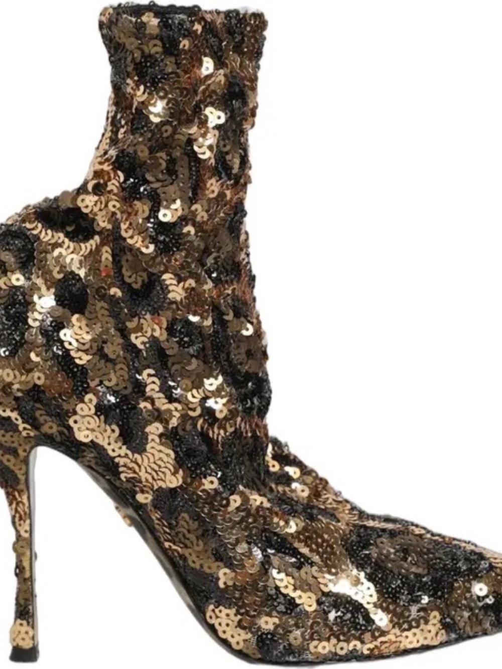 NWT! Dolce & Gabbana Gold Leopard Sequin Sock Ankle Boots Shoes EU size 39